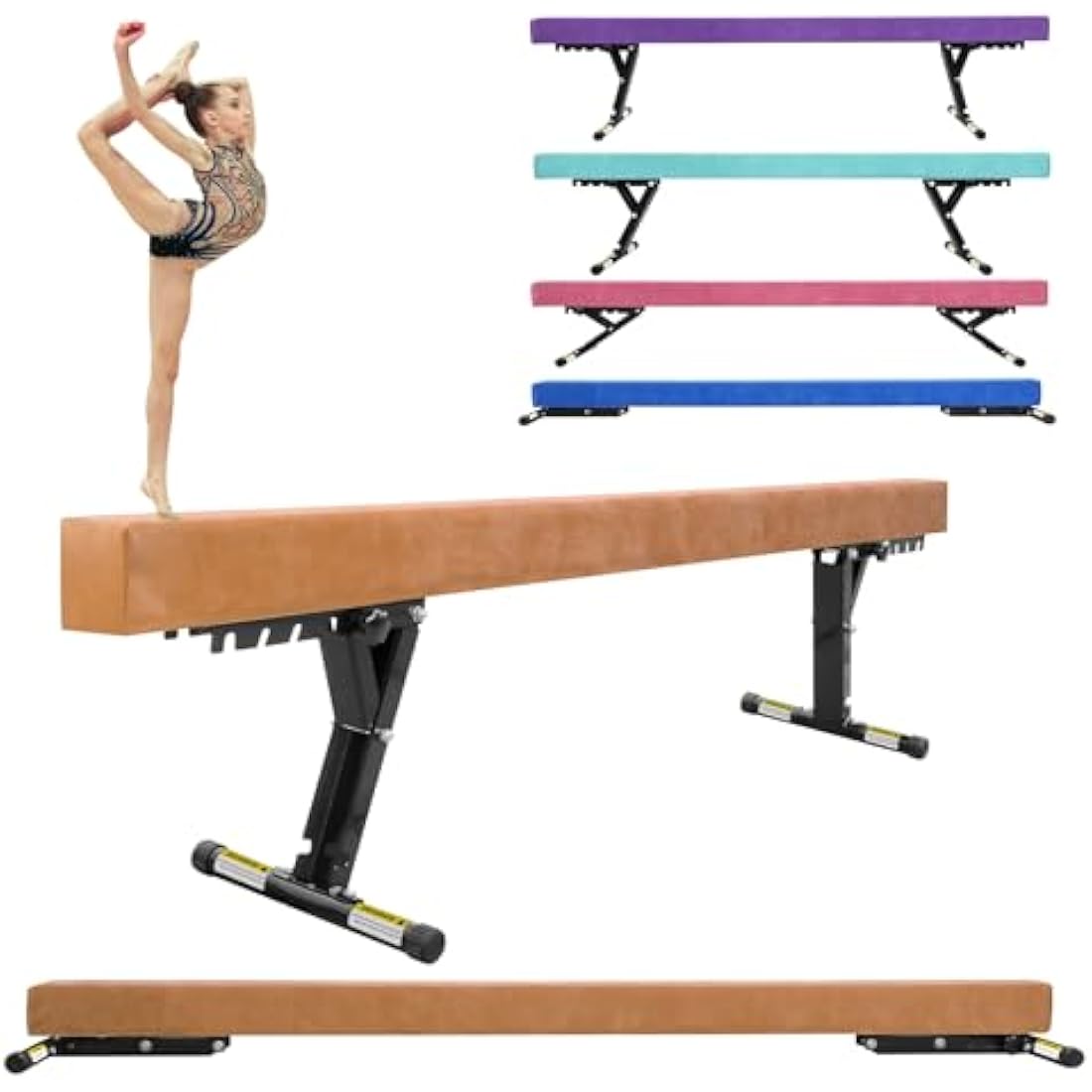 SportBob Gymnastics Beam 8ft High and Low Floor Balance Beam with 5 heights Adjustable, Gymnastics Balance Beam for Kids Children Girls Training, Home Gym Equipment for All Gymnastic