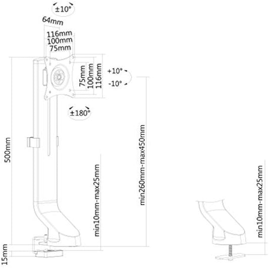 Newstar FPMA-D860BLACK Stylish Tilt/Turn/Rotate Desk Stand for 10-32" Monitor Screen, Height Adjustable - Black