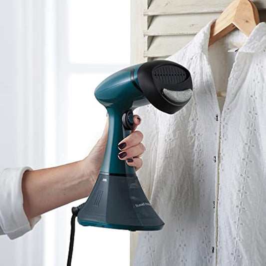 Russell Hobbs Steam Genie Handheld Clothes Steamer, No Ironing Board Needed, Ready to Use in 45s, Power Indicator, Auto-Off, 200ml Removable Water Tank, 3 Attachments, 7m Steam Time, 1600W, 27220