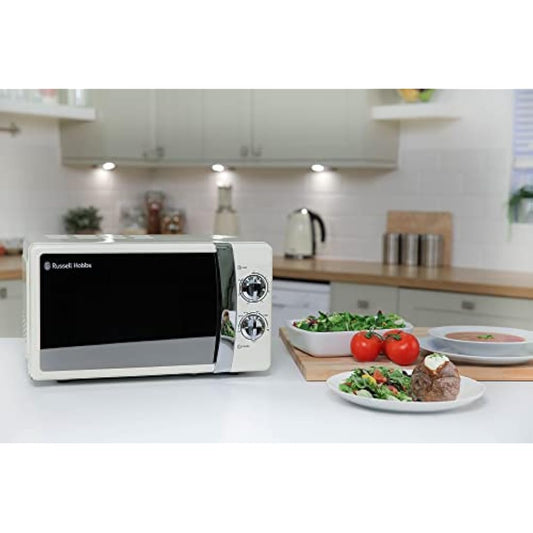 Russell Hobbs RHMM701C 17 Litre 700 W Cream Solo Manual Microwave with 5 Power Levels, Ringer & Timer, Defrost Setting, Easy Clean