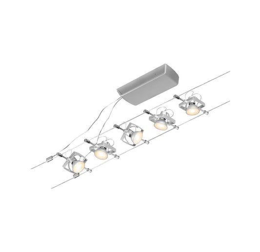 Paulmann 94430 CorDuo Lighting Set - Mac II DC, Max 5 x 10 Watt Extendable Wire Cable System Matt Chrome Plastic GU5.3