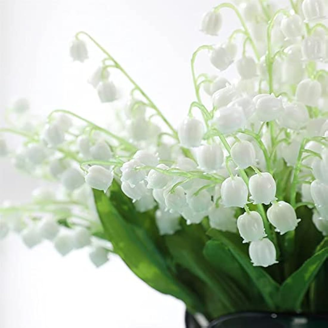 OUKEYI 12 artificial flowers of lily of the valley, Lily of The Valley Plastic Flower ,Outdoor Bridal Wedding Bouquet for Home Garden Party Wedding Decoration (White)