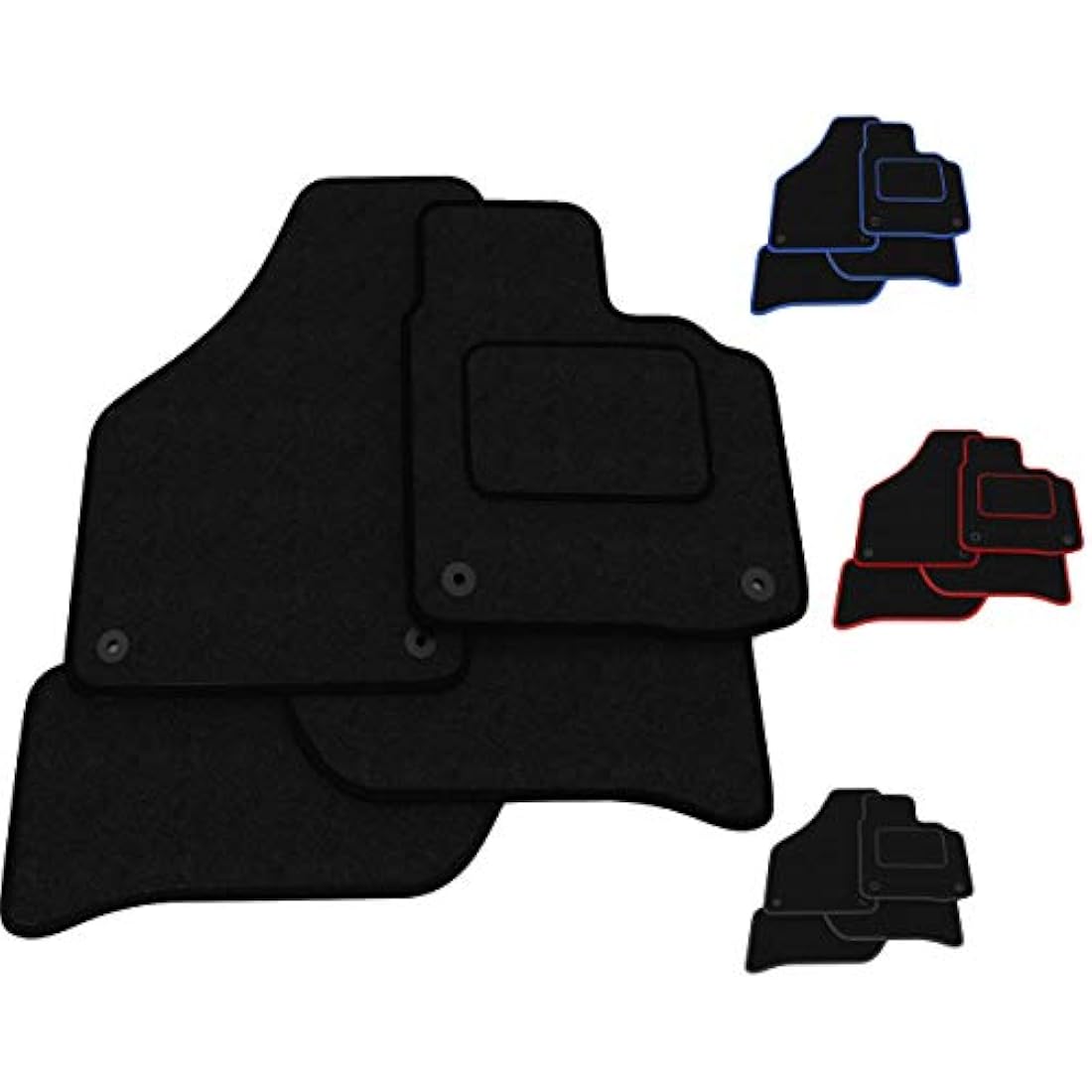(Q17:CT65) 4 Piece Audi (2013-2018) A3 Vehicle Specific Car Mat Set Black Carpet Red Trim