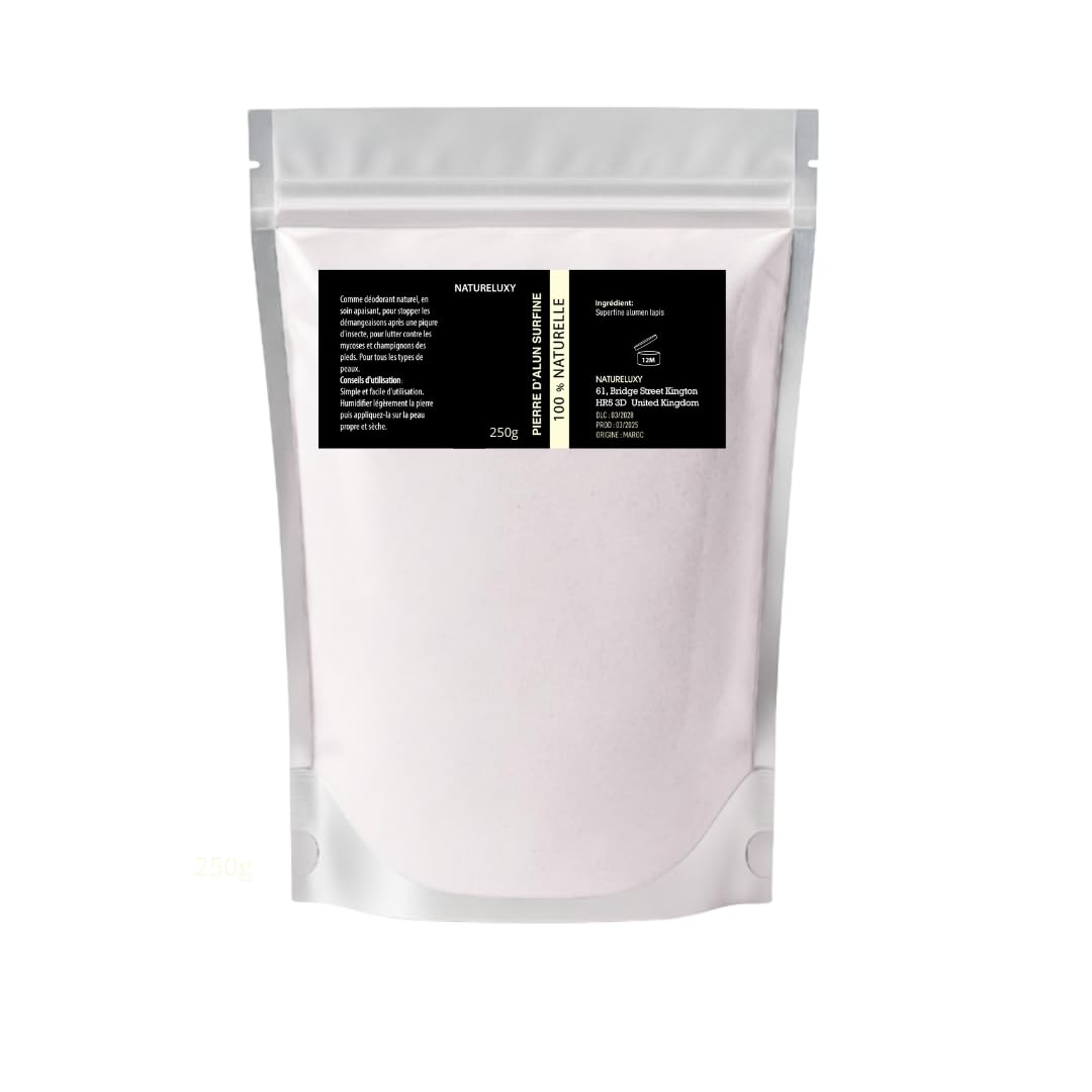 Alum Stone Surfine Powder 250 g: 100% Natural Deodorant and Effective Softener Hypoallergenic Product Contains No Chemicals