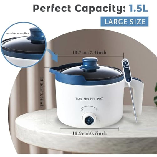 LINGQIAN Wax Melter for Candle Making with Thermometer, Electric Candle Wax Melting Pot with Spout, Double Boiler Candle Making Crock Pot with Measurements