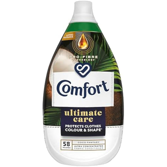 Comfort Ultimate Care Coco Fantasy Ultra-Concentrated Fabric Conditioner bottle made of 100% recycled plastic* for complete clothes protection 6x 870 ml (348 washes)