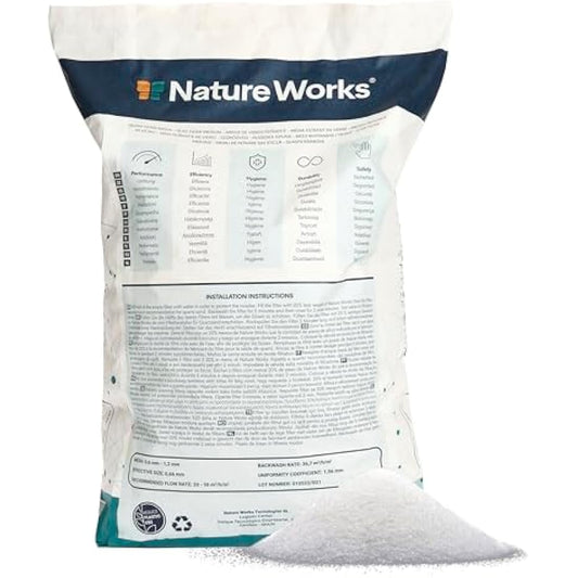 NATURE WORKS Filter Sand for Swimming Pool with 99.64% Filtering Power, Reduces Water and Energy Consumption, Made with Technical Glass for Maximum Hygiene - Bag 10 kg