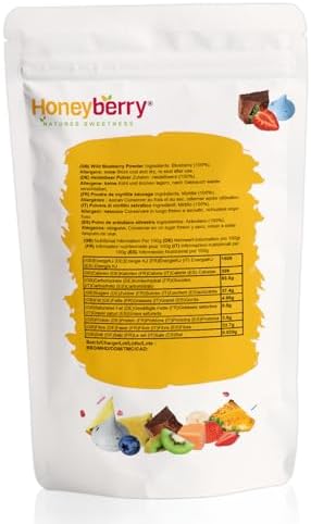 Freeze Dried Wild Blueberry Powder 500g - 100% Natural and Pure Ground Blueberries - Superfood Fruit Powder for Baking, Yoghurt, Smoothie, Cocktails - Dehydrated Freeze Dried Fruit Powder