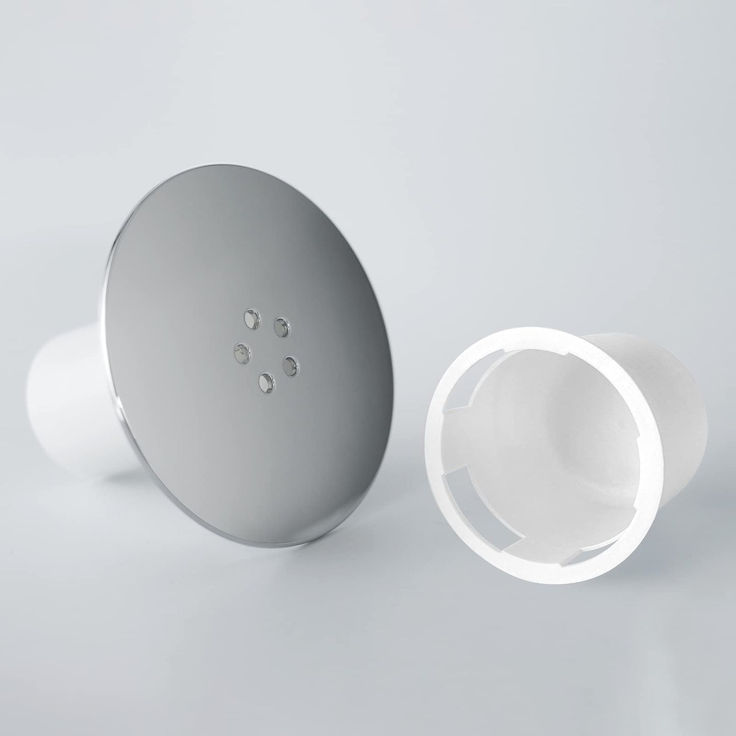 Shower Drain Cover, Chrome Trap Replacement, 90mm/115mm Plughole, Removable Top Waste Fitting Cap Parts, Tray Plug Hole Fast Flow