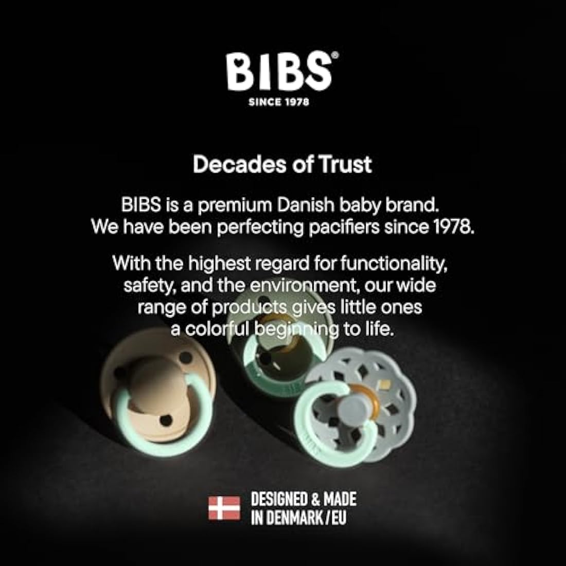 BIBS Colour Night Glow in The Dark Soother 2-Pack, BPA Free Dummy Pacifier, Round Nipple. Natural Rubber Latex, Made in Denmark, Size 3 (18+ Months), Vanilla Glow