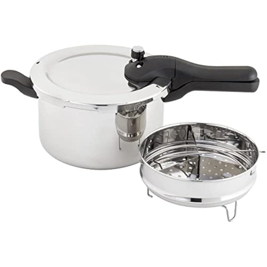 Judge Stainless Steel Pressure Cooker 5L, (25cm) With Steamer Basket, Great Healthier and Quicker Cookware, Suitable for All Hob Types