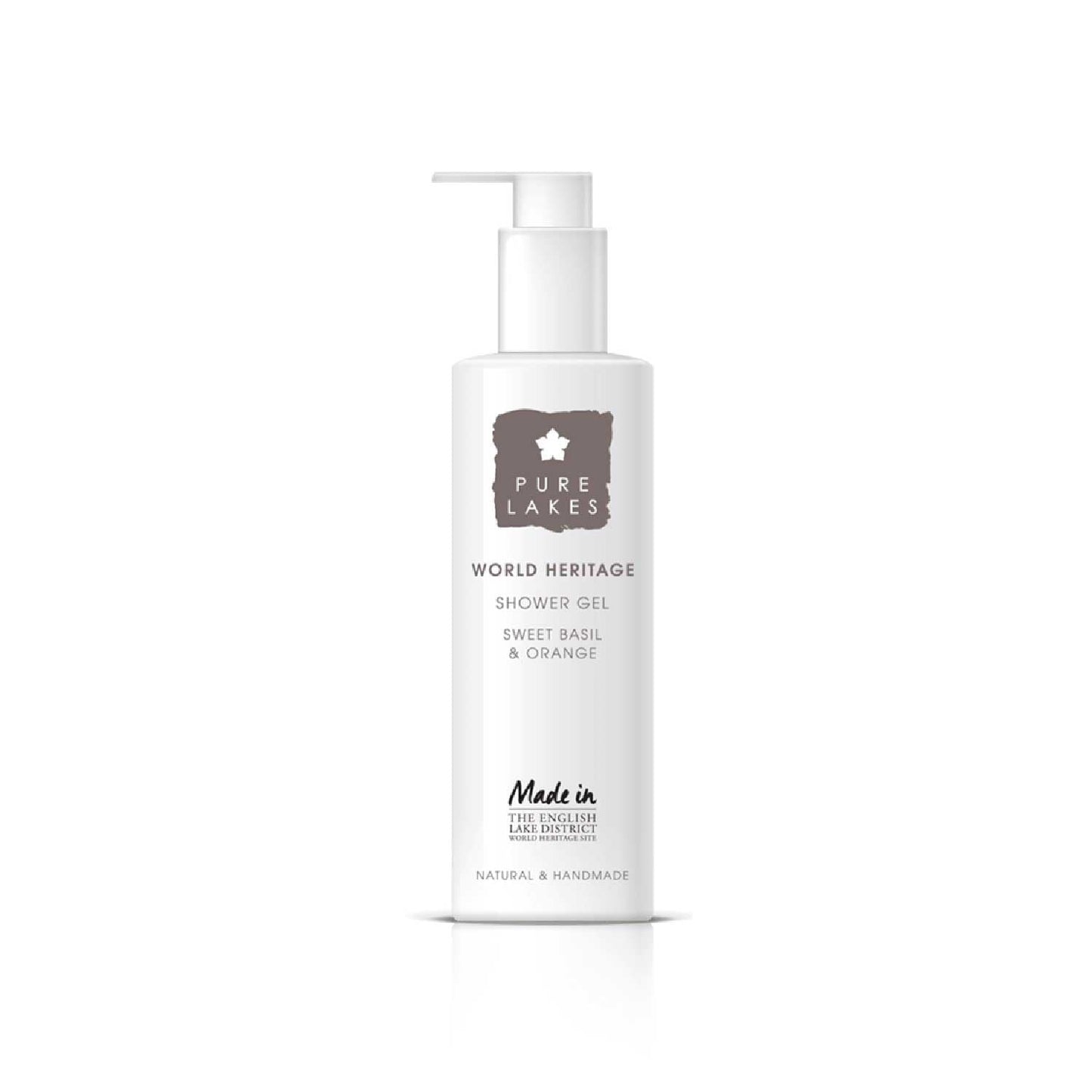 Pure Lakes Natural Hand Wash - Organic & Vegan, 250ml Pump - Handmade in the Lake District (Sweet Basil & Orange)