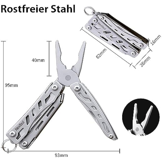 NexTool Mini Flagship 10 in 1 Multi-Tool, Multitool with Multitools Pliers, Camping Pliers, Can Opener, Scissors, Screwdriver, Bottle Opener, Gifts for Men, Father's Day Gifts-Silver