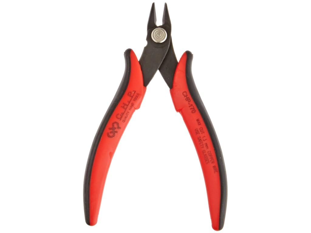 Hakko CHP-170 Micro Soft Wire Cutter, 1.5mm Stand-Off, Flush Cut, 2.5mm Hardened Carbon Steel Construction, 21-Degree Angled Jaw, 8mm Jaw Length, 16