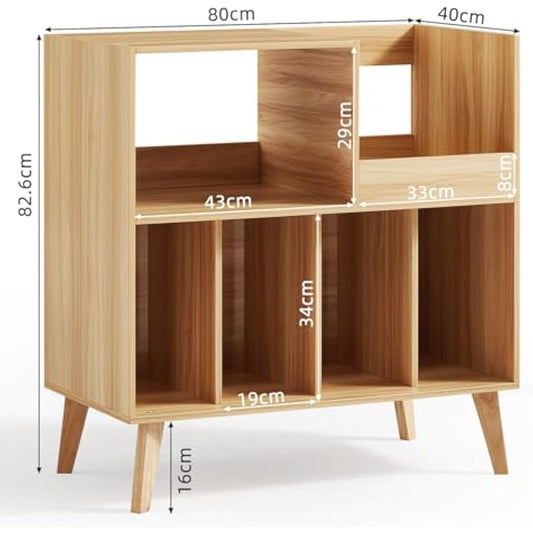 Large record stand with storage, record player stand with shelf, vinyl record holder with presentation surface, record stand for up to 300 albums, record shelf for music room and living room