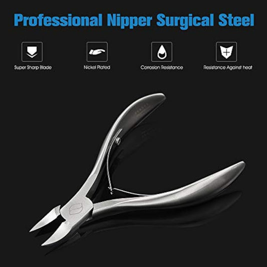 FERYES Toenail Clippers for Thick Nails, Toe Nail Clipper for Ingrown Hard Toenails, Professional Podiatrist Heavy Duty Toenail Scissors for Seniors,Women,Men, Silver
