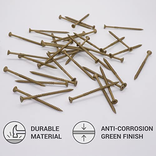 (Pack of 100 pcs) Green Anti-corrosion Finish 4.0 x 70 mm Timber Decking Screws, Wood Screws, Torx Head, Type 17, Countersunk Head, Exterior Screw (100, 4.0 x 70 mm)