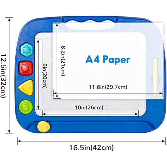 SGILE Large Magnetic Drawing Board - Erasable Scribble Board Colorful Magna Doodles Writing Pad Learning toys for Kids Children Toddlers, 41.5×32.5 cm, Blue