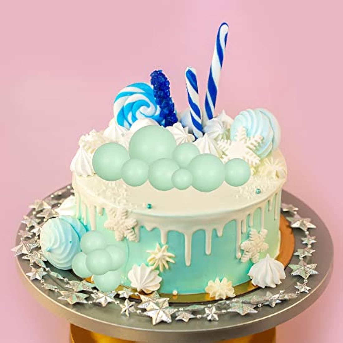 Gyufise 30Pcs Balls Cake Topper Mini Balloons Cake Toppers Foam Ball Cake Decorations Balloon Cake Topper Ball Shaped Cake Insert Topper for Birthday Party Baby Shower Decor Rose Green