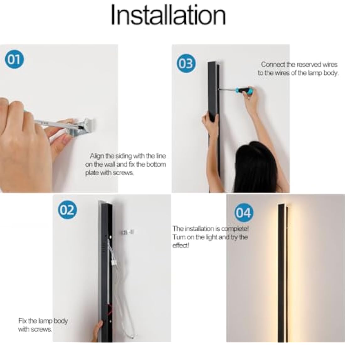 ZTWLEED LED Outdoor Wall Light 25W 115CM Minimalist Metal Wall Lights,Waterproof IP65 Outdoor Lighting Acrylic Lampshade,6000K Cool White,Outdoor Lighting for Patio