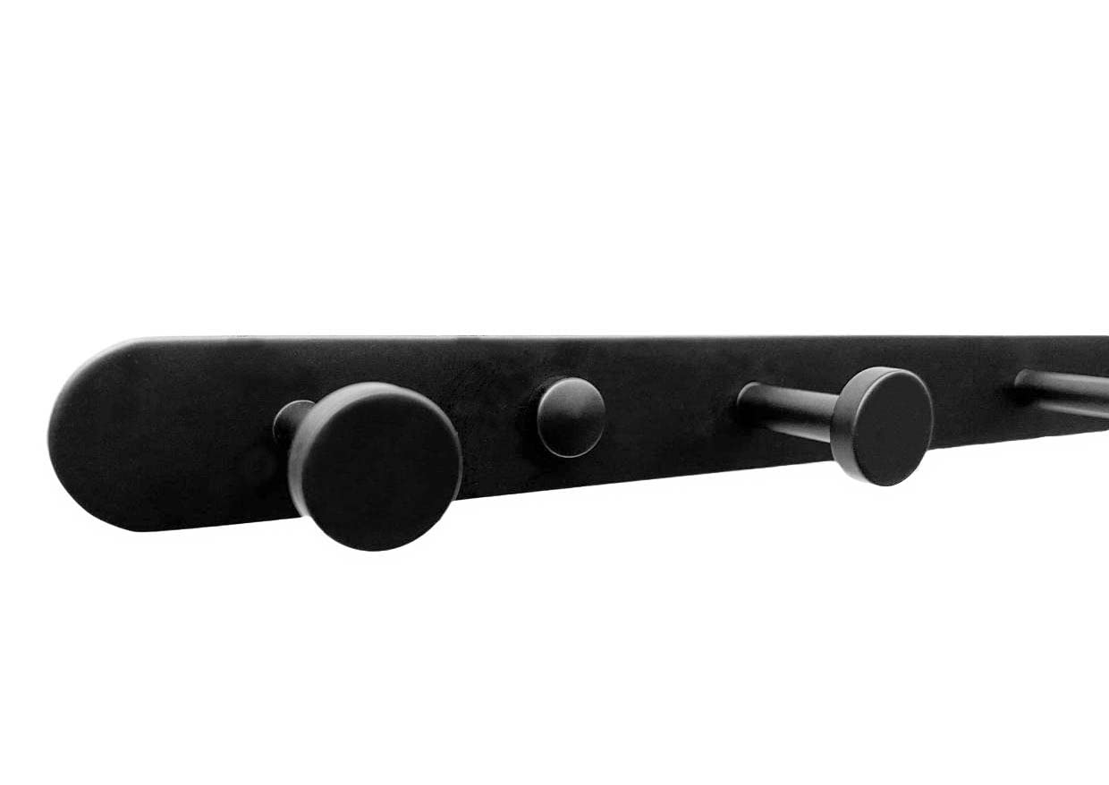 Brute Strength – Stainless Steel wall Coat Rack – Black – 7 Hooks · 54 cm