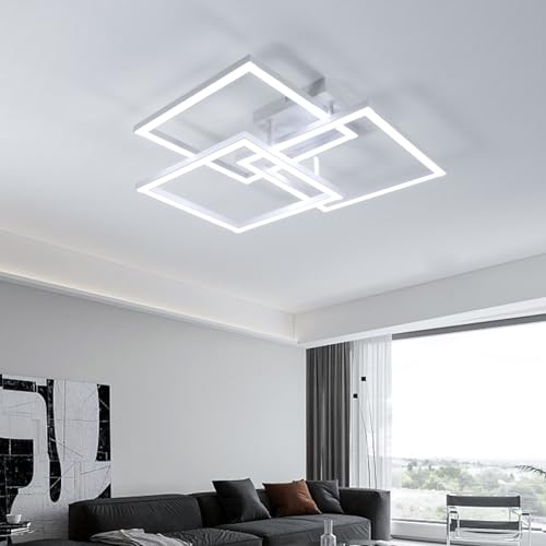 DELIPOP Led Ceiling Light Dimmable, 40W Modern Led Ceiling Lamp with Remote Control, Temprature and Brightness Adjustable, Square Acrylic Ceiling