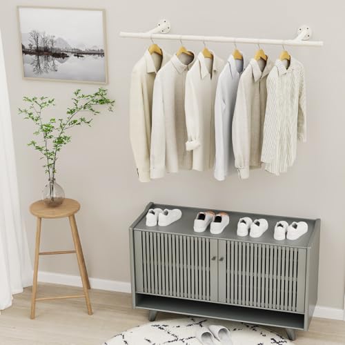 Yawinhe Wall Mount Removable Clothes Rack Set of 2, 112cm Space Saving Hanger, Industrial, Heavy Duty Detachable Wardrobe Rail for Bedroom Storage,