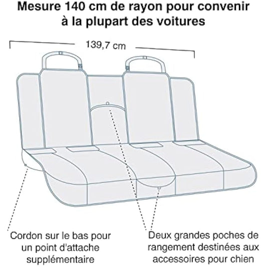 Kurgo Heather Bench Seat Cover, Dog Car Seat Protector, Waterproof & Stain-Resistant, Secure Fit, Charcoal Grey