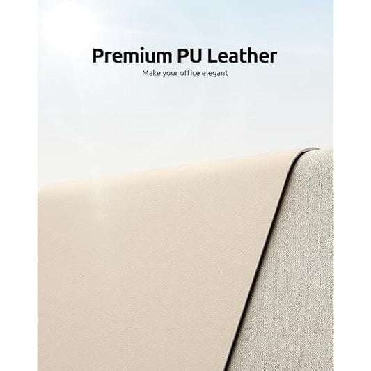 YSAGi Leather Desk Mat, Large Mouse Mat, Non-Slip Desk Pad, Waterproof PU Leather Table Protector Writing Pad for Office and Home (90 x 43 cm, Beige)