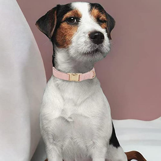 YUDOTE Ultra-soft Dog Collar Natural Cotton Corduroy Made for Large Dogs with Sensitive Skin,Dusty Pink