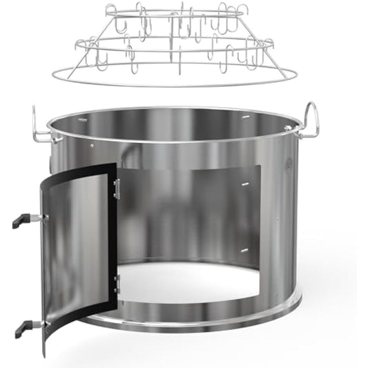 Onlyfire Stainless Steel Smoking Chamber Middle Cooking System for Weber 57cm Kettle Charcoal Grill (Ring+ Bacon Hanger Rack Kit), Turn your Kettle into Smoker Charcoal Grill