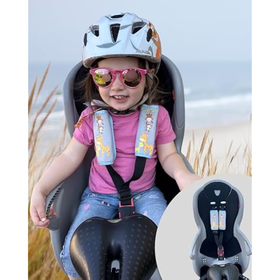 HECKBO 2X Baby Harness Pads Mom & Baby Animals β Soft Seatbelt Covers for Infant Car Seats & Carriers, Padded Strap Cushions for Boys & Girls, Baby Stroller Accessories
