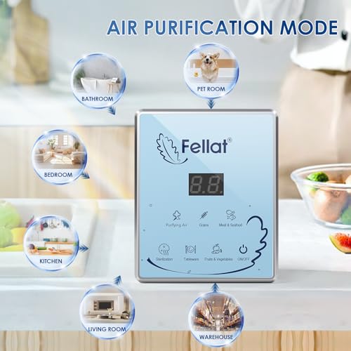 Ozone Generator, FELLAT 600mg/h Multipurpose Ozone Machine for Water and Air, Portable Ozone Generator with 2 Pack Air Stones & Timer, Odor Eliminator