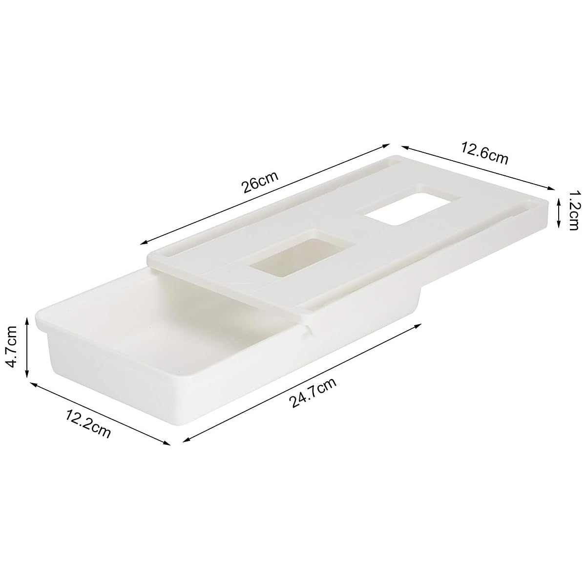 ZONADAH Hidden Under Table Desk Drawer 26x12.6x4.7cm Under Desk Drawer Self-adhesive Table Storage Tray Drawer for Office School Home Kitchen