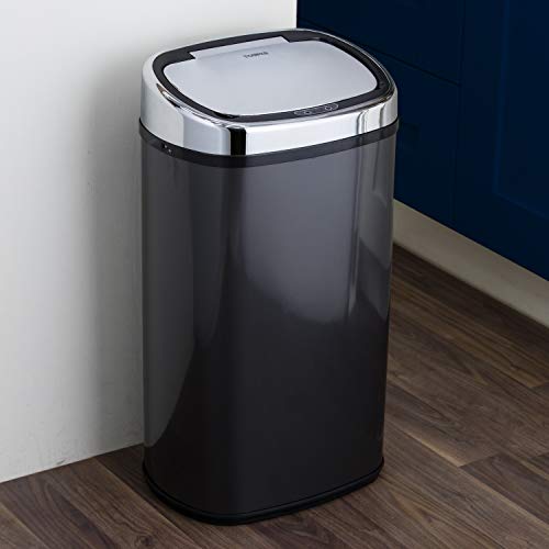 Tower T80902 Kitchen Bin with Sensor Lid, Automatic Soft-Close, Manual Override, 58 Litre, Charcoal