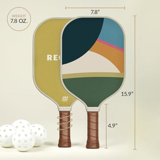 Pickleball Paddle with Cutouts, Strong and Durable Fiberglass Surface, Lightweight, Honeycomb Core and Comfort Grips, Tournament or Leisure Games, USAPA Approved