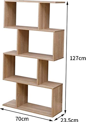 Etnicart Bookcase Shelf Oak Office Modern Contemporary Double Sided Wooden Room Divider Home Day 70x23.5x127.5 Freestanding Shelves Shelves Cubes