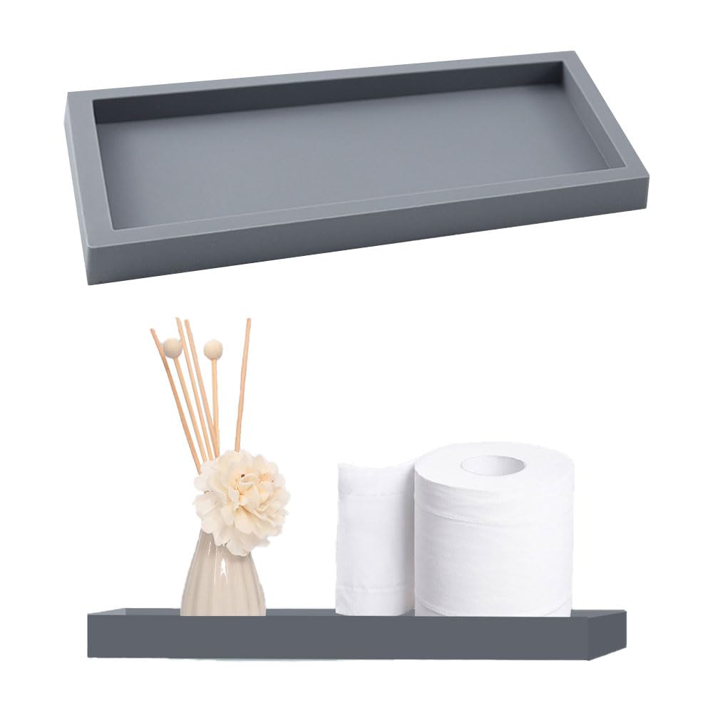 2pcs Bathroom Tray 7.87x3.93x0.7in, Toilet Tank Storage Silicone Vanity Kitchen Sink Bathroom Countertop Organiser Vanity Tray For Counter Decor