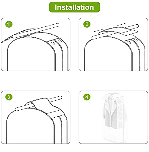 GQC Garment Clothes Dustproof Clothes Rail Cover Storage Bag, Clothes Rack Cover 2 Pcs PEVA Dustproof Wardrobe Hanging Protector Rack Organizer with