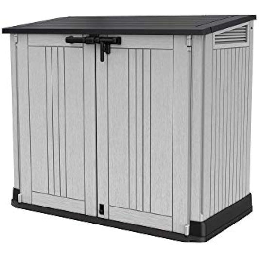 Keter Store it Out Nova Outdoor Garden Storage Shed, 32 x 71.5 x 113.5 cm, Light Grey with Dark Grey Lid