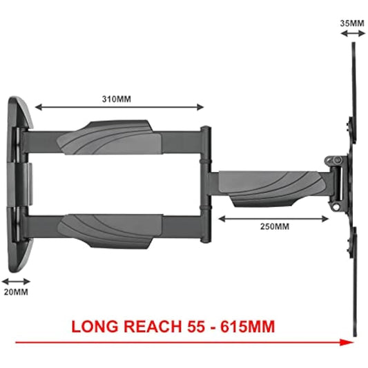 Intec brackets - Long 610mm Reach Ultra Slim Fitting Strong Cantilever Tilt and Swivel TV Wall Mount Bracket Fits 42” – 55” TV's with VESA Fittings of 300x300 and 400x400
