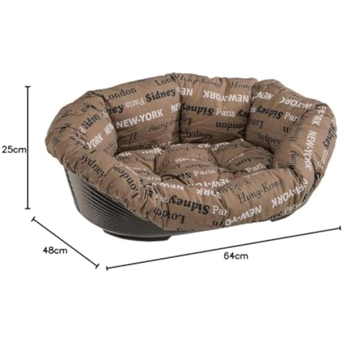 Ferplast Plastic Dog and Cat Bed with Padded Dog and Cat Cushion SOFA' Dog Bed with Padded Cushion, Washable, 64 x 48 x 25 cm