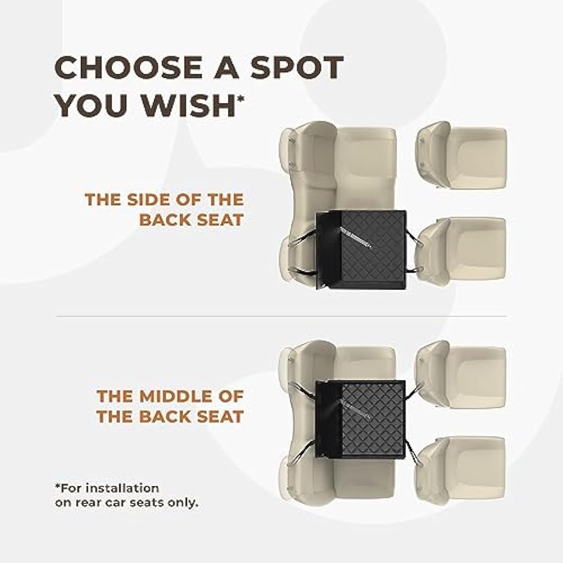 Wuglo Extra Stable Dog Car Seat - Reinforced for Medium-Sized Dogs With 4 Fastening Straps - Robust and Waterproof Pet Seat for the Back of the Car (M Size, Black) (PS-2-M)