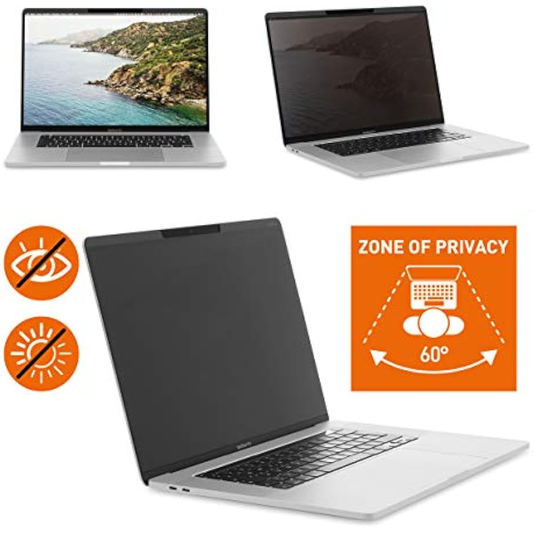 Durable Privacy Filter with Magnetic Attachment for MacBook Pro 15" Screens - Includes Travel Bag and Cleaning Cloth - Integrated Blue Light Filter