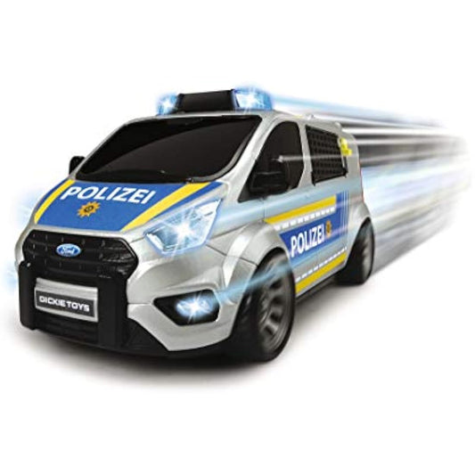 Dickie Toys - Ford Transit Police - 28 cm Police Car with Barriers, Siren and Light, Motorway Police, Toy Car for Children from 3 Years
