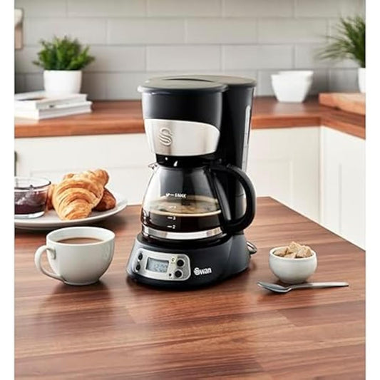 Swan SK13130N Programmable Coffee Maker with Keep Warm Function, LCD Timer, 750ml, 700W, Black