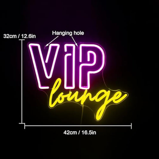 VIP Lounge Neon Signs for Wall Decor LED Neon Light for Room Decor VIP Light up Sign with USB Powered for Home Decor,Hotel,Club,Cafe,Bar,Office,Shopping Mall (pink&lemon yellow)