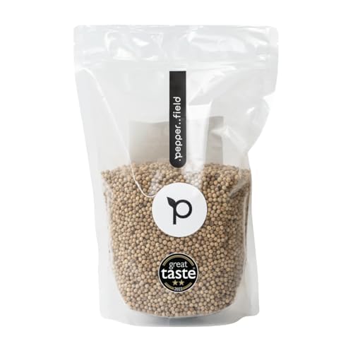Pepper Field Kampot Pepper white - Peppercorns white - 100% Genuine White Pepper from Kampot, Cambodia PGI - White pepper whole - Pepper for grinder &