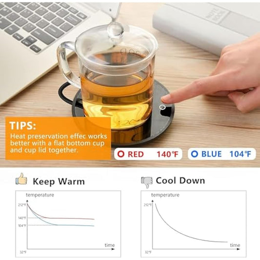 GARMEE Mug Warmer Coffee Warmer - Cup Warmer with 2 Temperature Settings Smart Tea Warmer Portable Beverage Warmer Drink Warmer for Office丨Desk丨Cocoa丨Coffee丨Tea丨Milk丨Hot Drinks(Excluding Cup)