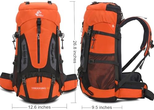Bseash 60L Waterproof Lightweight Hiking Backpack with Rain Cover,Outdoor Sport Travel Daypack for Climbing Camping Touring
